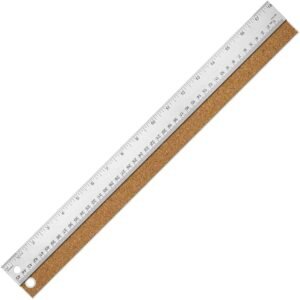 18 Inch Metal Ruler with Cork Backing, Imperial & Metric Markings