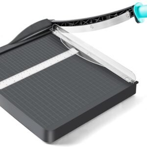Guillotine-Style Paper Cutter, 12-inch heavy-duty trimmer, 18-sheet capacity