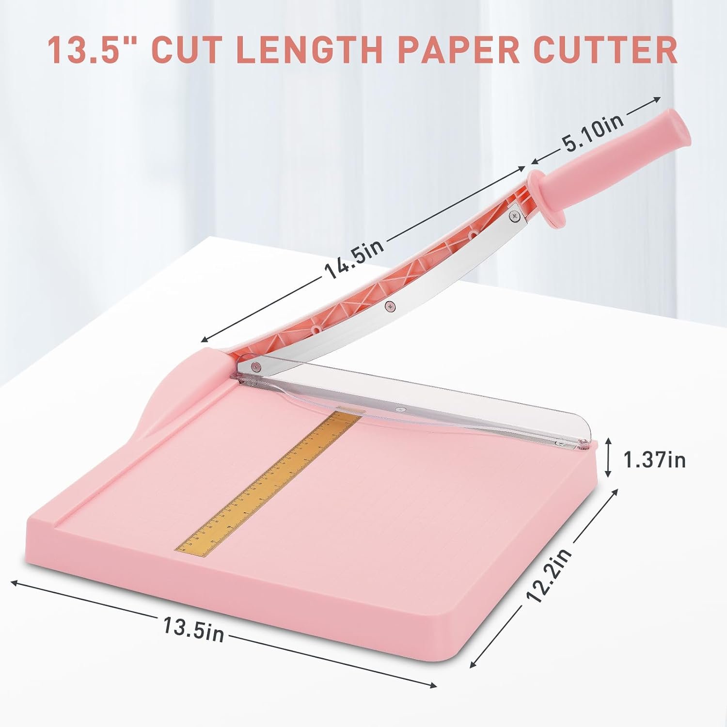 Paper cutter with safety guard and blade lock, 12-inch cutting length (pink) - Image 2