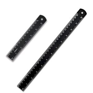 Metal Rulers, 6 and 12 Inch Aluminum Scales with Imperial and Metric Measurements, Laser Etched, Easy to Read, 0 Starts at the end, 2 Pack
