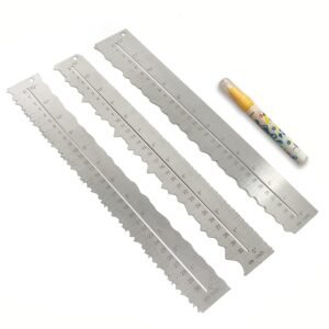 3Pcs Metal Irregular Edges Ruler for Paper Tearing, 12" Measuring Tool