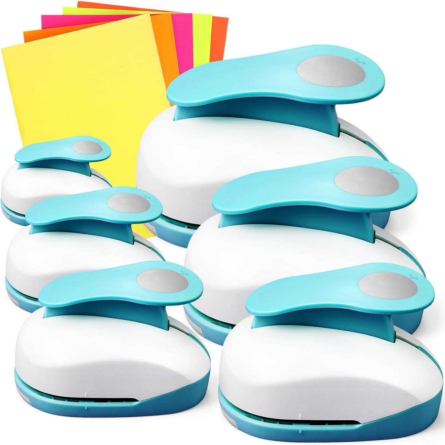 6-piece round corner punch set (Sizes: 3, 2, 1.5, 1, 0.6, and 0.3 inches)