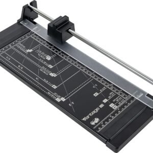 Model 50 Rotary Paper Cutter, 12-inch cutting length, 5-sheet capacity, features automatic blade sharpening and automatic paper clamping