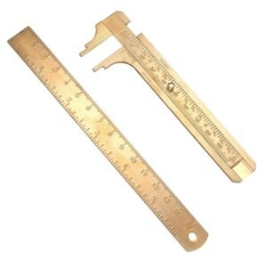 Pocket Caliper 1PCS 6.4 in Straight Brass Ruler and 1PCS 4.6 in Brass