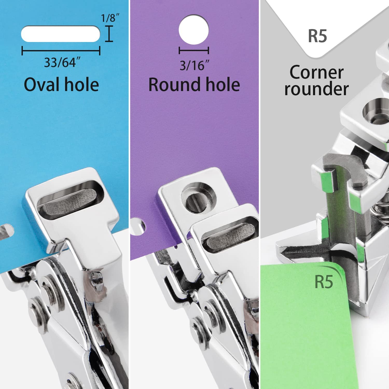 3-in-1 multifunctional ID card punch: Handheld punching tool suitable for PVC, business cards, and cardstock. - Image 2