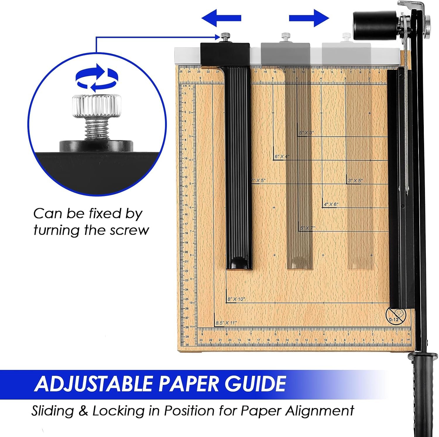 12-inch Wooden Paper Cutter, heavy-duty trimmer, 12–16 sheet capacity - Image 2